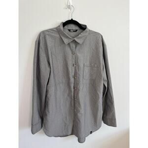 The North Face Button Down Shirt Women L Gray Outdoor Lightweight Casual‎